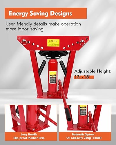 Miniatura 5 de Dobladora de tubos hidráulicos de 12 "Herramienta de doblado de tubo de escape manual de cobre de 12 toneladas 6 troqueles (12", 34", 1", 1-14",