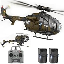335MM Remote Control Helicopter Aircraft for Adults Expert 6CH C180 BO-105 1/25 RC Heli Maintain Altitude Brushless Motor / Optical Flow Positioning/Fly Upside Down 3D Rolling  RTF 2Battery Green