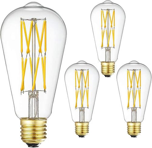 Miniatura 8 de Bombilla LED Edison regulable de 12 W, 3000 K, blanco suave, 1200 lm, base media E26 equivalente a 100 W, bombillas LED vintage ST64, ángulo de haz