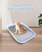 Vista 3 de VCEPJH Caja de arena para gatos mayores, caja de arena plegable para gatos mayores, caja de arena plegable para viajes, color azul