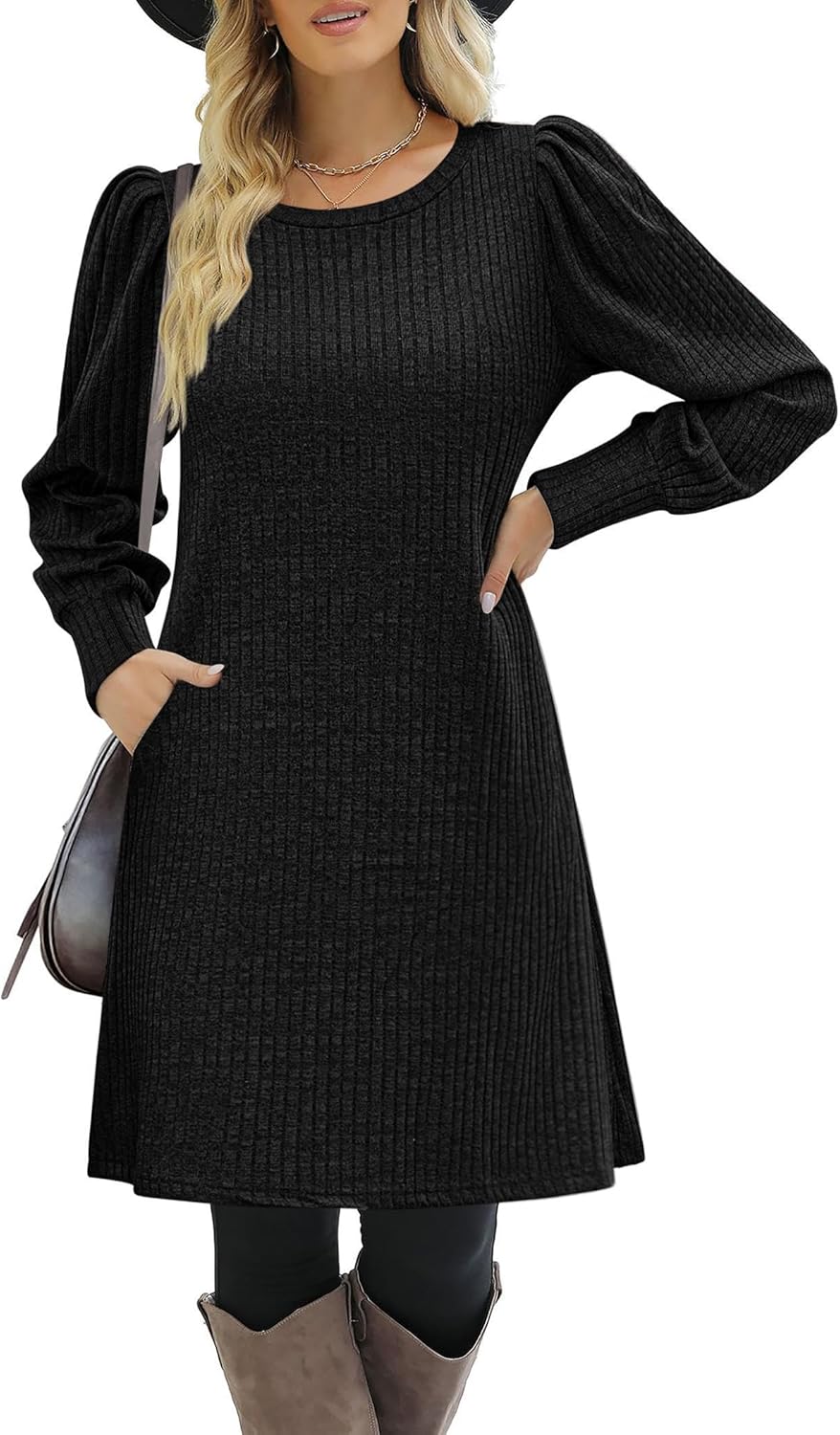 Zeagoo Women Fall Winter Dress Knitted Pullover Dresses - Image 2
