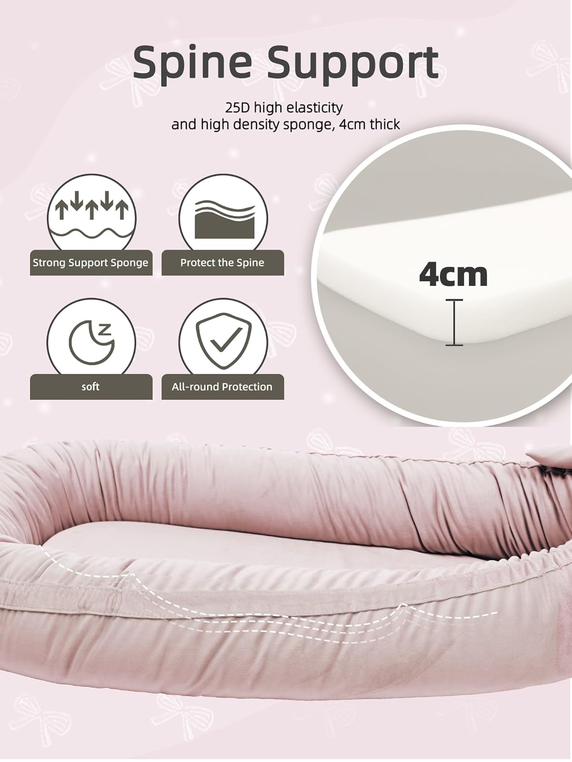 Baby Lounger, Infant Lounger for Newborn,Portable Baby Nest Cover Breathable & Soft, Newborn Essentials