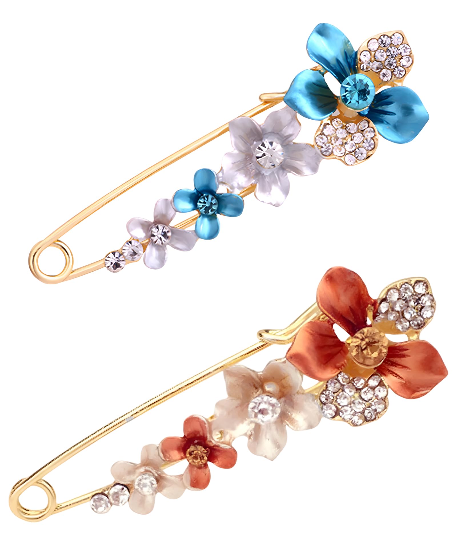 2 Pcs Saree Pin, Saree Pins for Women, Brooch Pin for Women, Saree Accessories, Suitable for Scarves, Coats, Cardigans, School Bags, Various Occasions