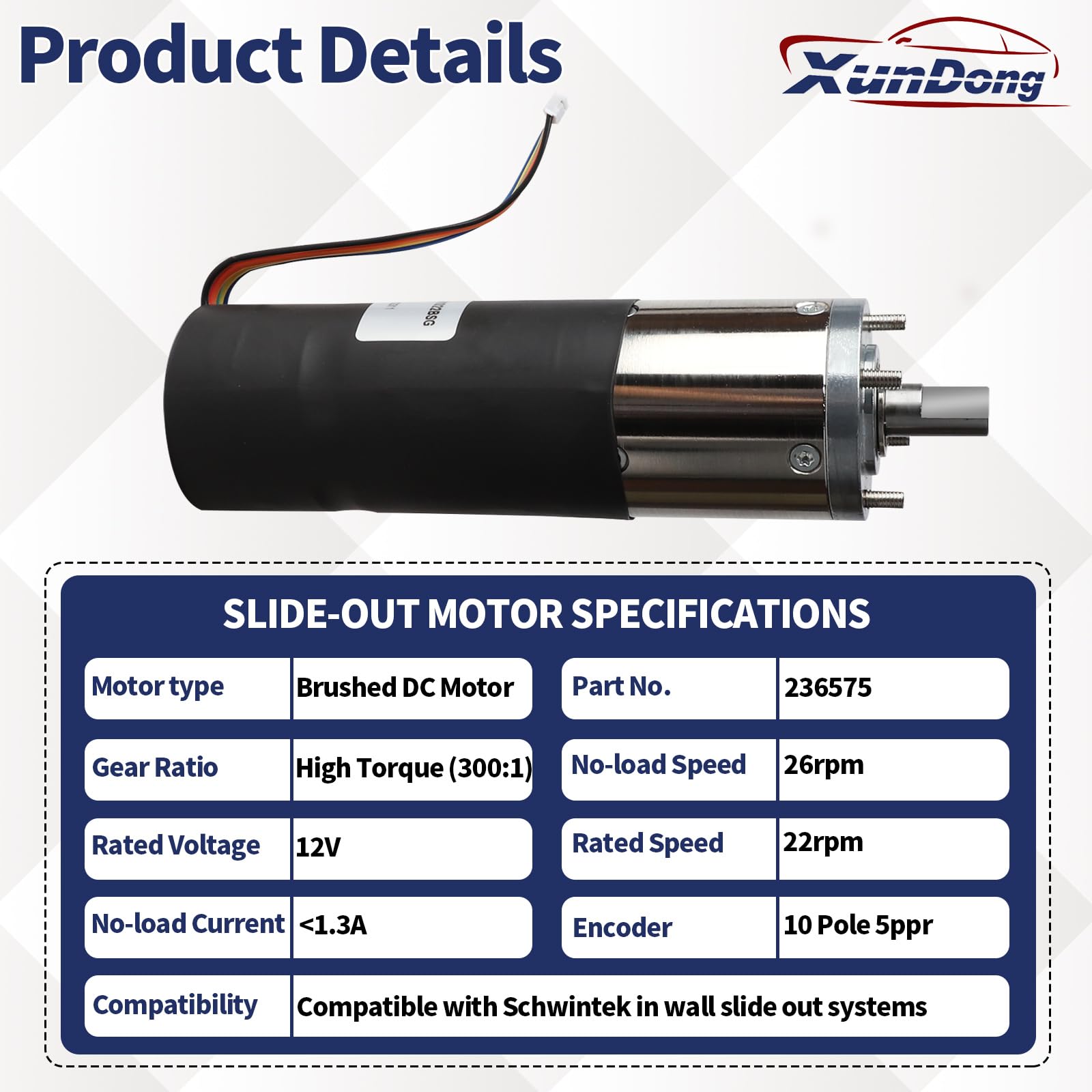 リノ5 236575 RV Slide-Out Motor Compatible with Lippert Schwintek