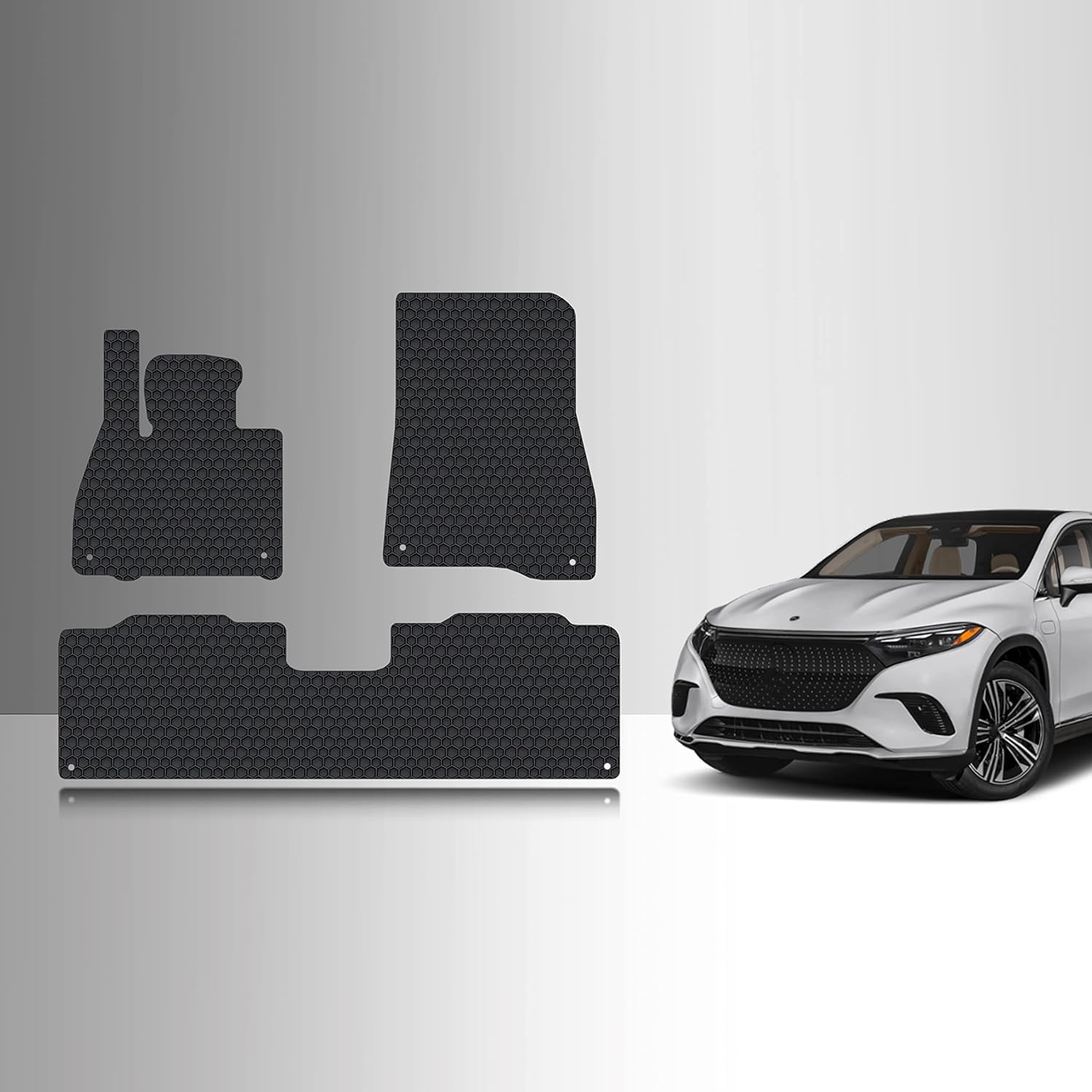 TOUGHPRO Floor Mats Accessories Set (Front Row + 2nd Row) for Mercedes Benz EQS 450+ EQS580 SUV All Weather Heavy Duty Black Rubber 2022 2023 2024 2025 2026 (Made in USA)