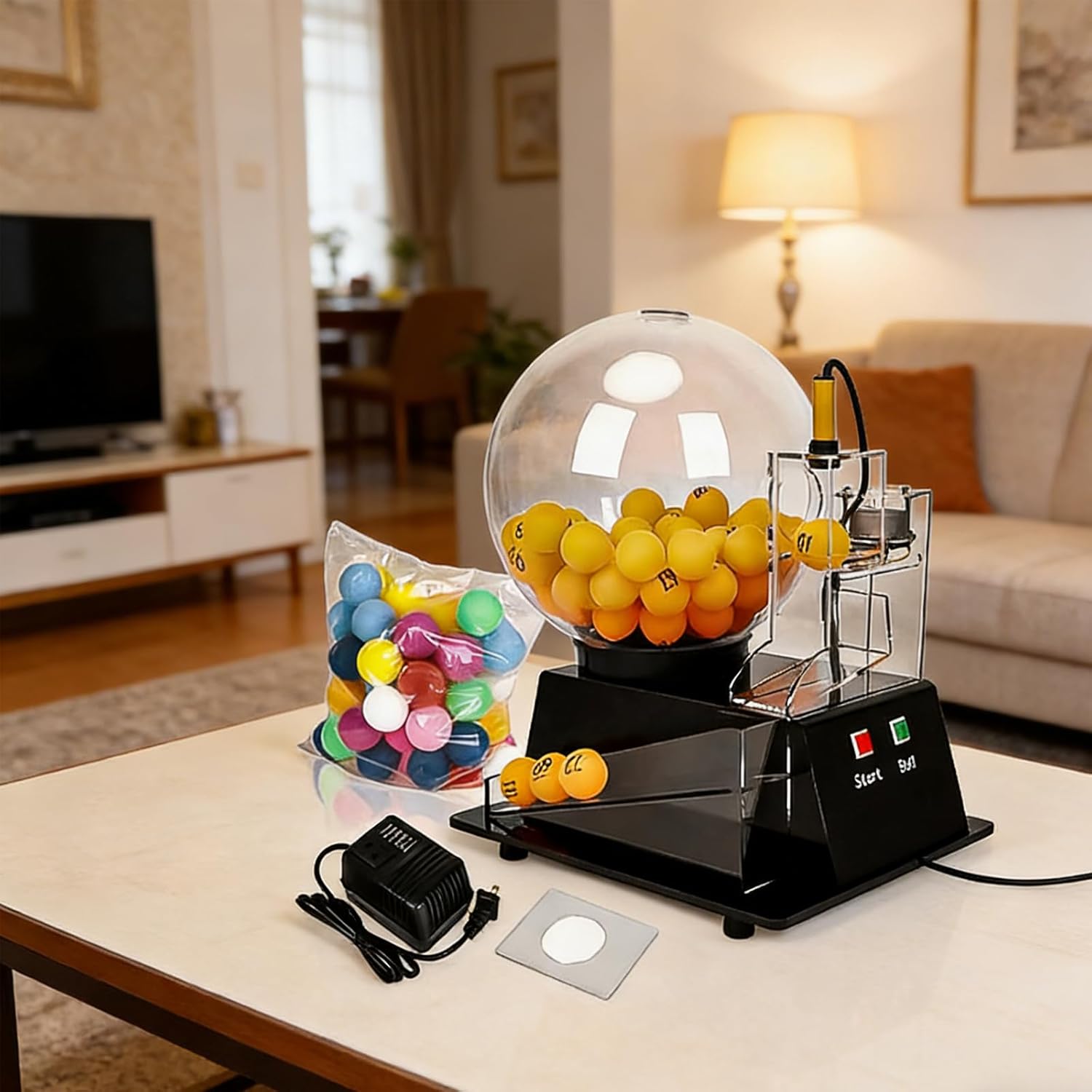 Electric Lottery Ball Machine, Automatic Bingo & Raffle Drawing Set, Acrylic Cage (Balls Not Included) for Parties, Games, Events, Home, Club