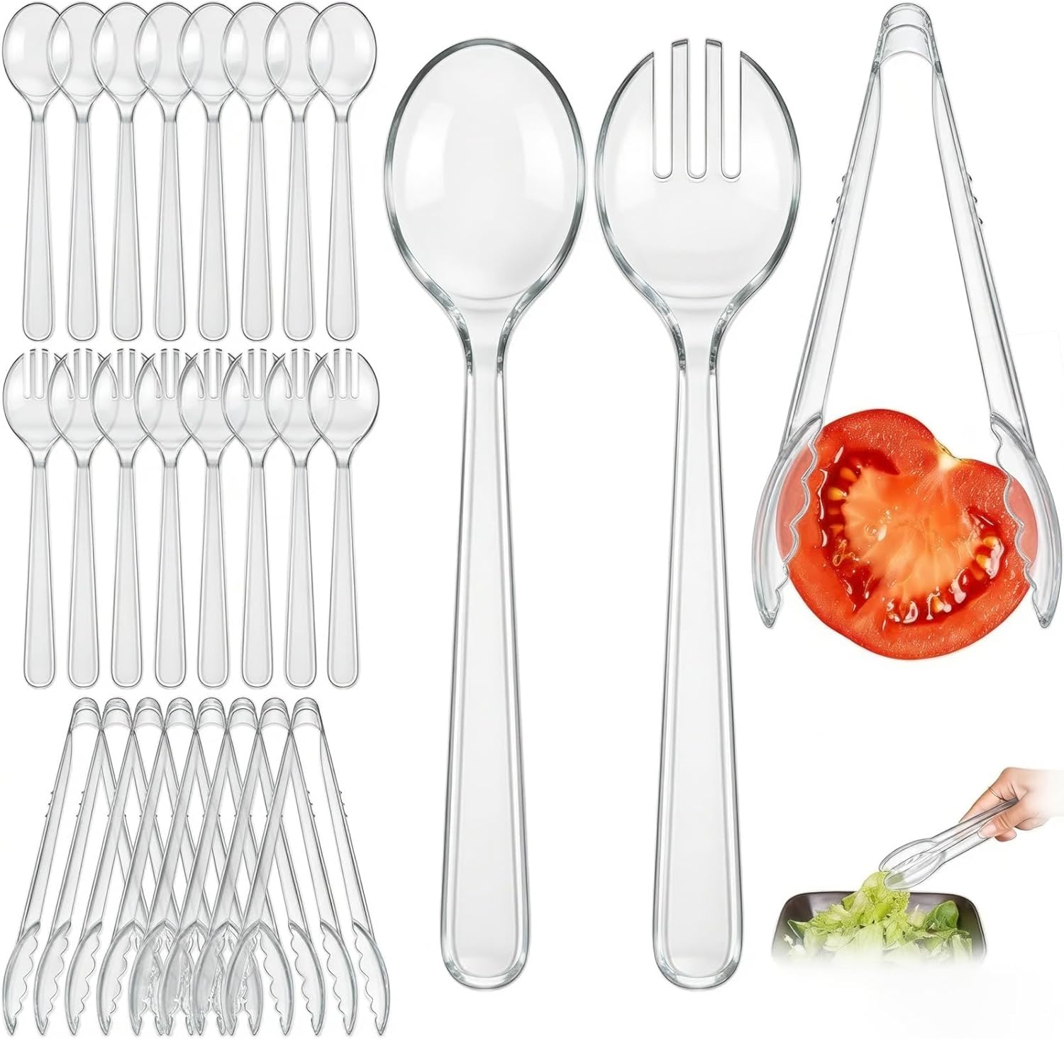 24 Pcs Gold Plastic Serving Utensils Set, Disposable & Reusable Supplies
