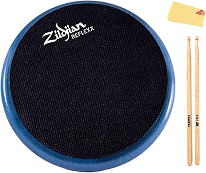 Zildjian ZXPPRCB06 6-Inch Reflexx Dual-Sided Conditioning Practice Pad - Blue Bundle with Drumsticks and Austin Bazaar Polishing Cloth