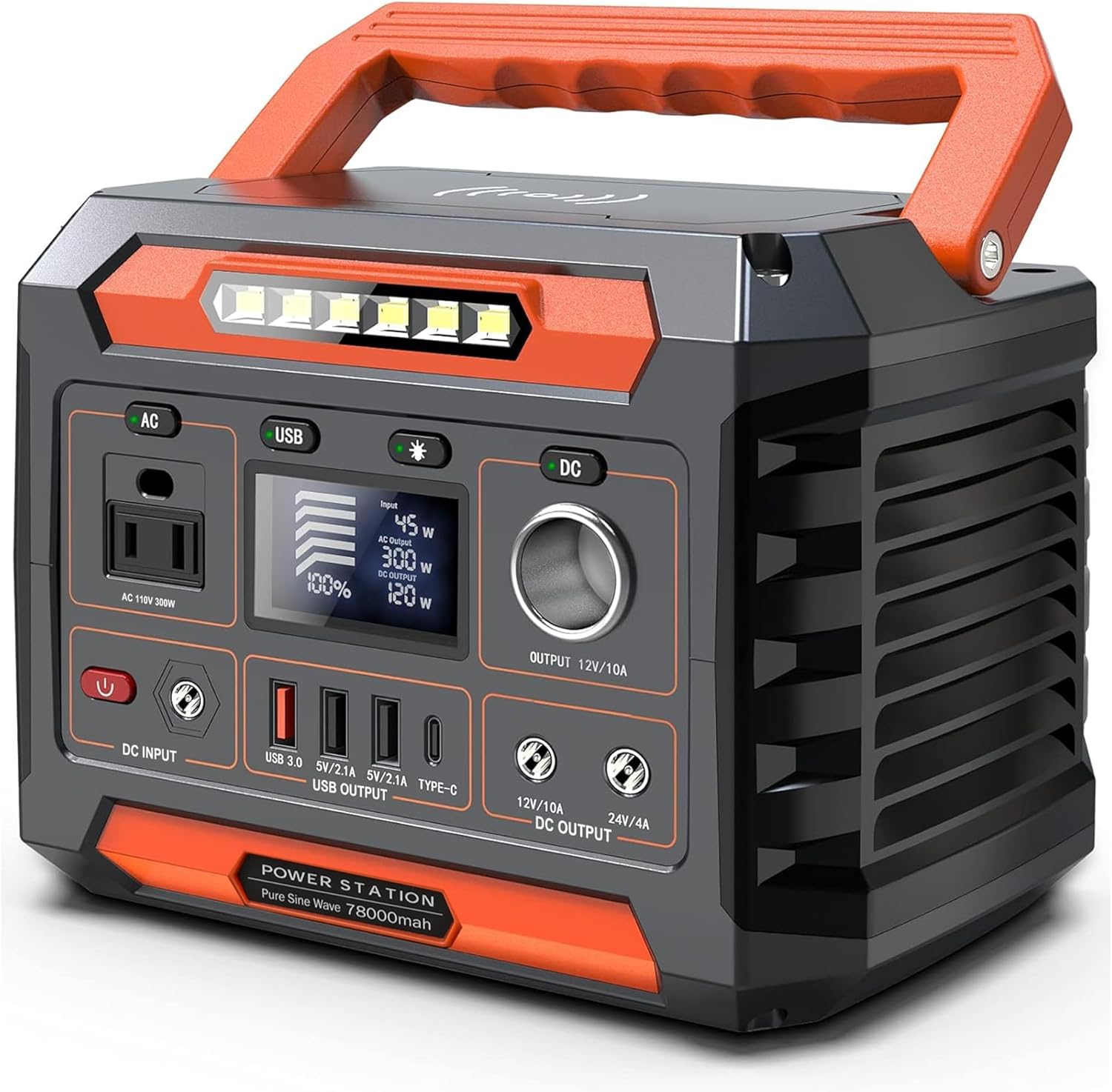 Moveable Energy Station 300W,78000Mah(288Wh) Light-weight Compact Photo voltaic Generator with AC DC USB Outlet,LED Mild,Go-Via Charging for Tenting,Journey,Outdoor,House Blackout