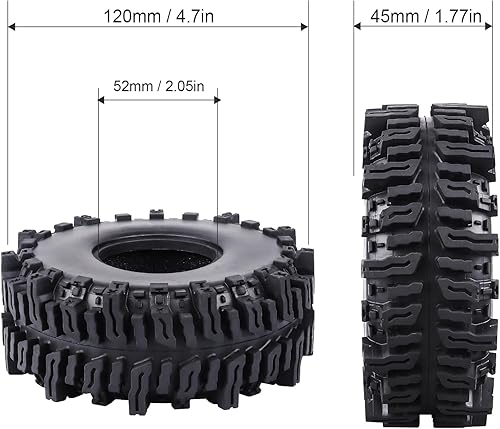Miniatura 6 de HobbyPark RC 1.9 - Neumáticos de 4.7 pulgadas, 4.724 in de altura para RC4WD Axial SCX10 TRX4 Redcat Gen 8 1/10 RC Crawler buen agarre con espuma