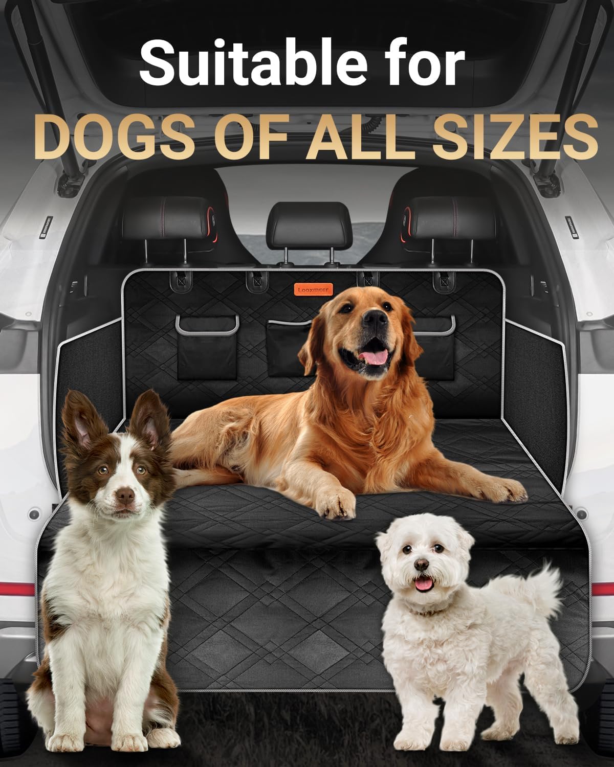 Protection Coffre de Voiture Chien Universelle, Couverture Chien Auto Imperméable, Tapis Coffre Antidérapant avec Protection latérale 4 Poches pour Plupart Voiture 185 x 105 cm