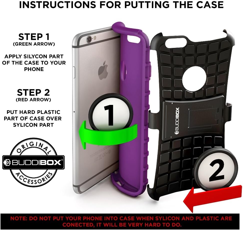 iPhone 6s Case, BUDDIBOX [Wave Belt Series] Slim Belt Clip Holster Rugged Durable Protective Case with Kickstand for Apple iPhone 6 and 6s, (Purple)