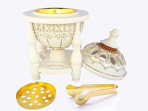 Miniatura 8 de AM Quemador de incienso de carbón  Quemador Bakhoor, quemador de resina de incienso Oud para oficina y decoración del hogar  Lavish 4 pilares