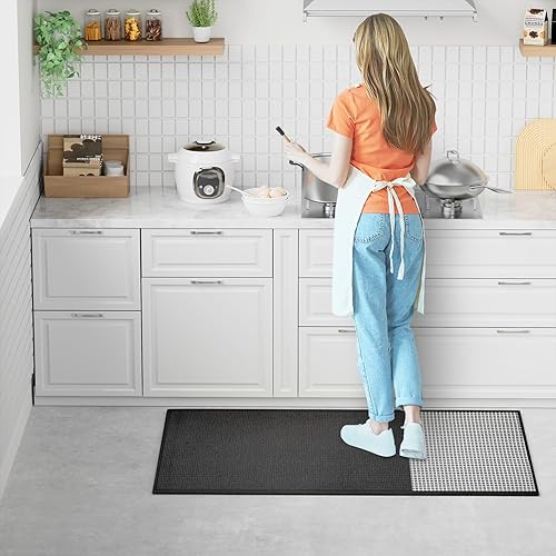 Miniatura 5 de Hargiis Tapete de cocina, de goma antideslizante, lavable, absorbente para piso, lavable a máquina, para frente del fregadero, puerta, lavandería,