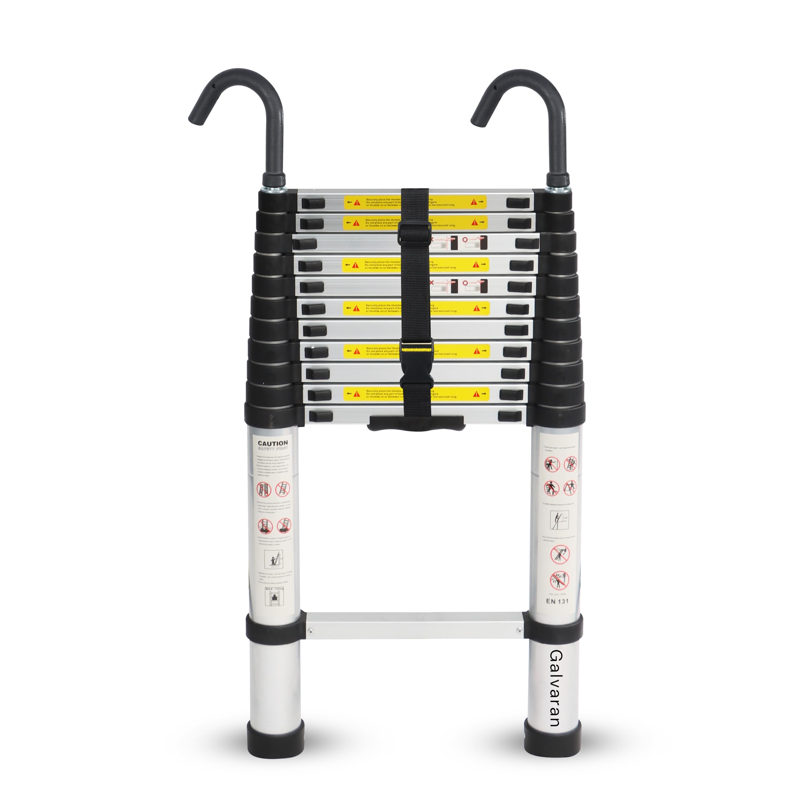 Galvaran Échelle télescopique 3,2 m multifonction en aluminium, extensible, pliable et portable, charge maximale 150 kg, marche réglable, EN131 (3,2 m)