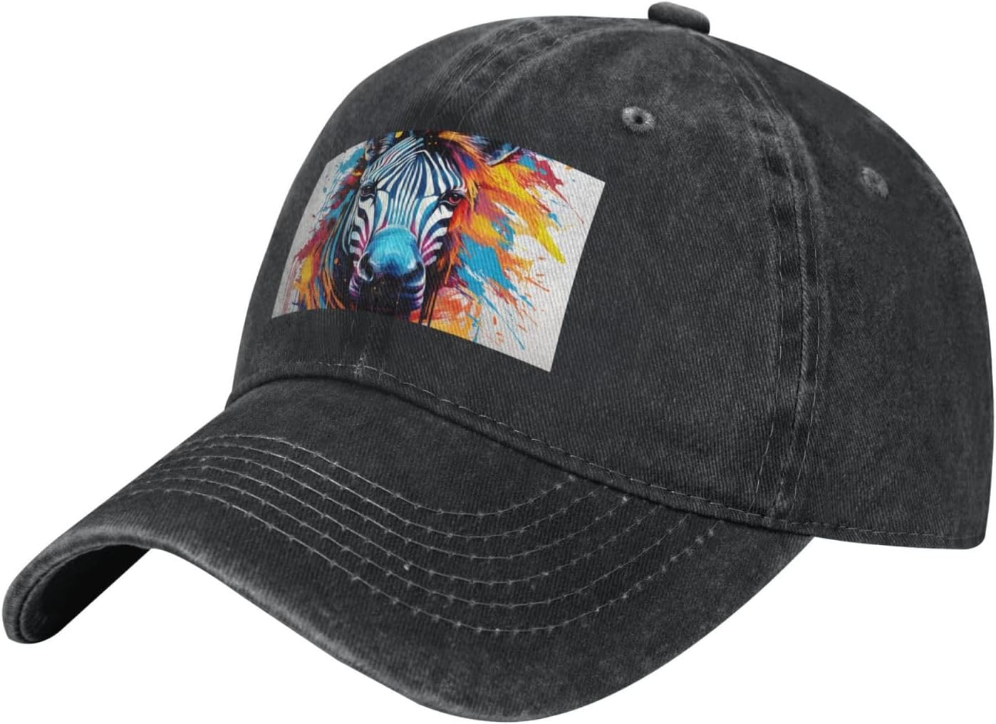 Abstract Animal Zebra Print Cowboy Hat Personalized Baseball Cap Fashion Hat Cap Funny Gifts for Women Men Black