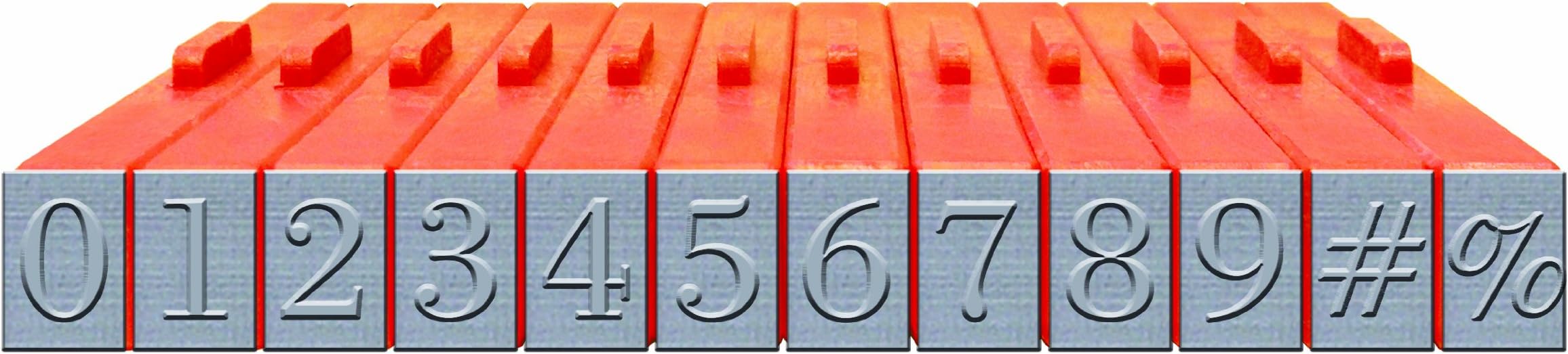 XL-58021 12-Piece Numbers Clickable Bodoni Font Stamp Set