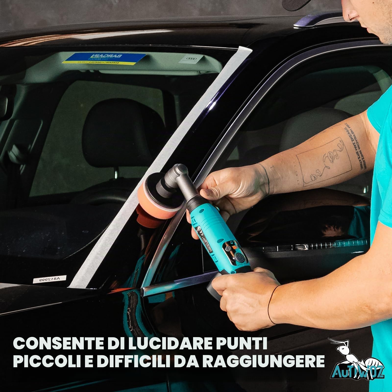 AUTIWOZ Mini lucidatrice a batteria, rotante e orbitale doppio uso, professionale kit lucidatrice, mini lucidatrice con display a LED per la manutenzione dell'auto