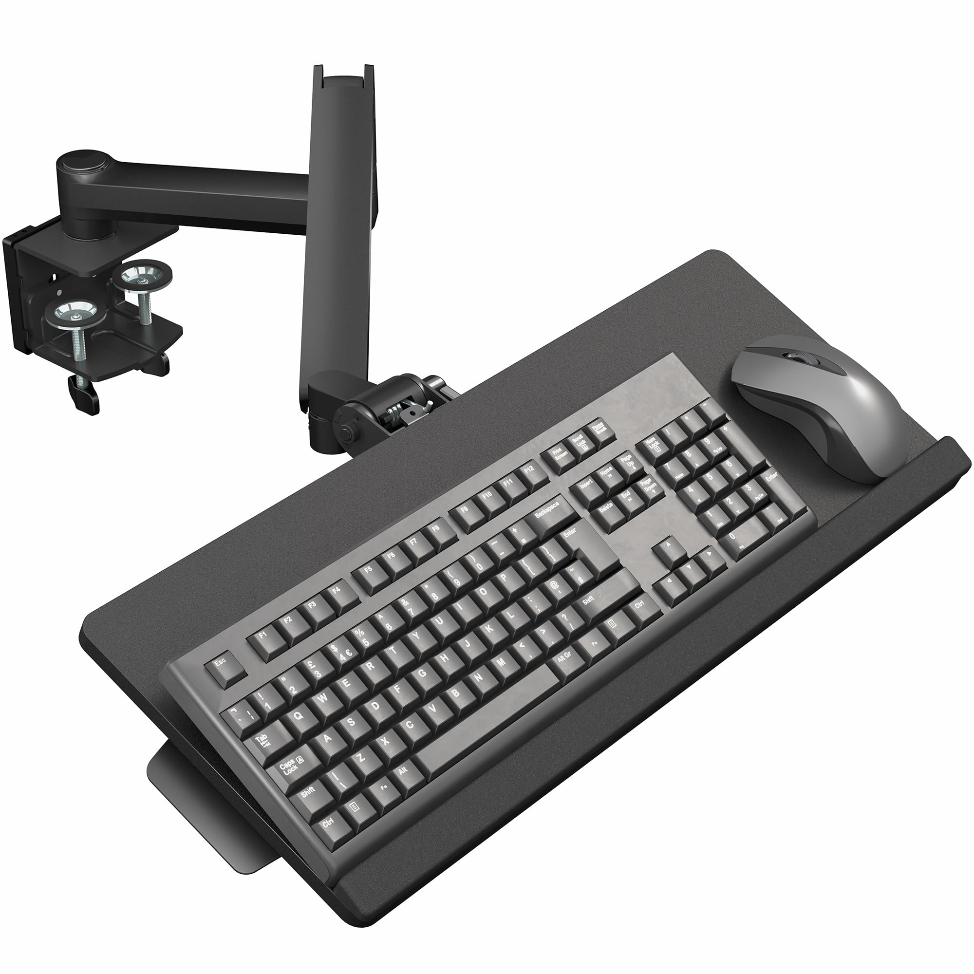 VIVO Sit-Stand 24 Inch Pneumatic Spring Keyboard and Mouse Tray Clamp-on Desk Mount, Counterbalance Height Adjustable Typing Platform, Ergonomic Tilt,