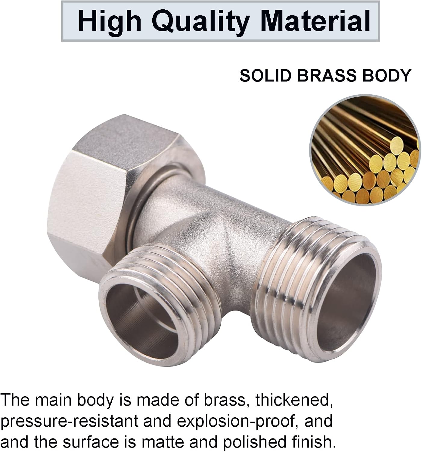 2PACK Bidet T-Adapter, 7/8" (15/16") and G1/2 Solid Brass 3-Way Tee Connector, Polished T Valve Toilet Tank Adapter for Handheld Bidet, Shower Head, and Sprayer Hose