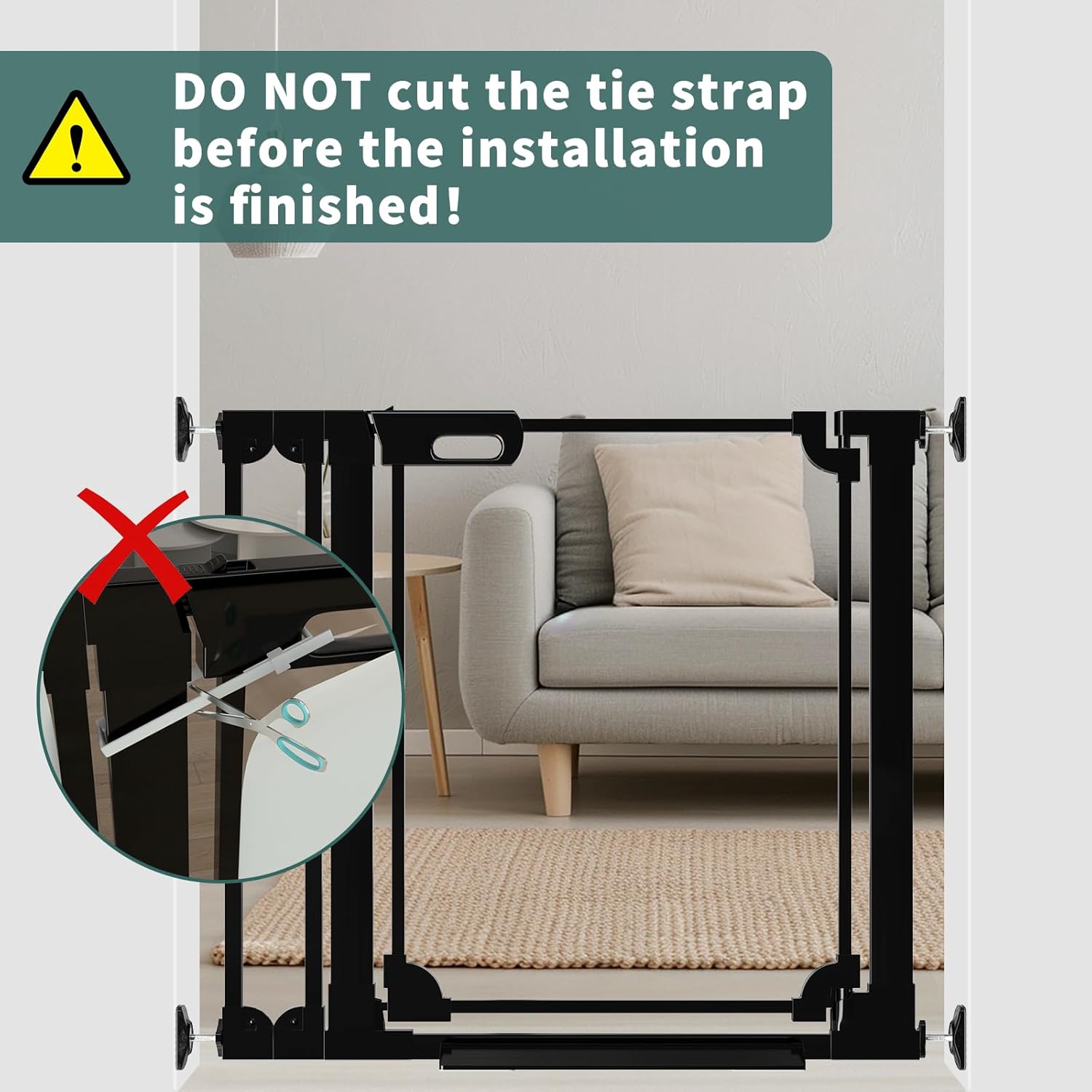 Clear Baby Gate 29.13-37.79 Wide Acrylic Safety Proof Dog Puppy Pet Barrier for Stairs, Transparent Adjustable Pressure Mounted No Drill Auto Close Indoor, Doorways, Hallway,Black