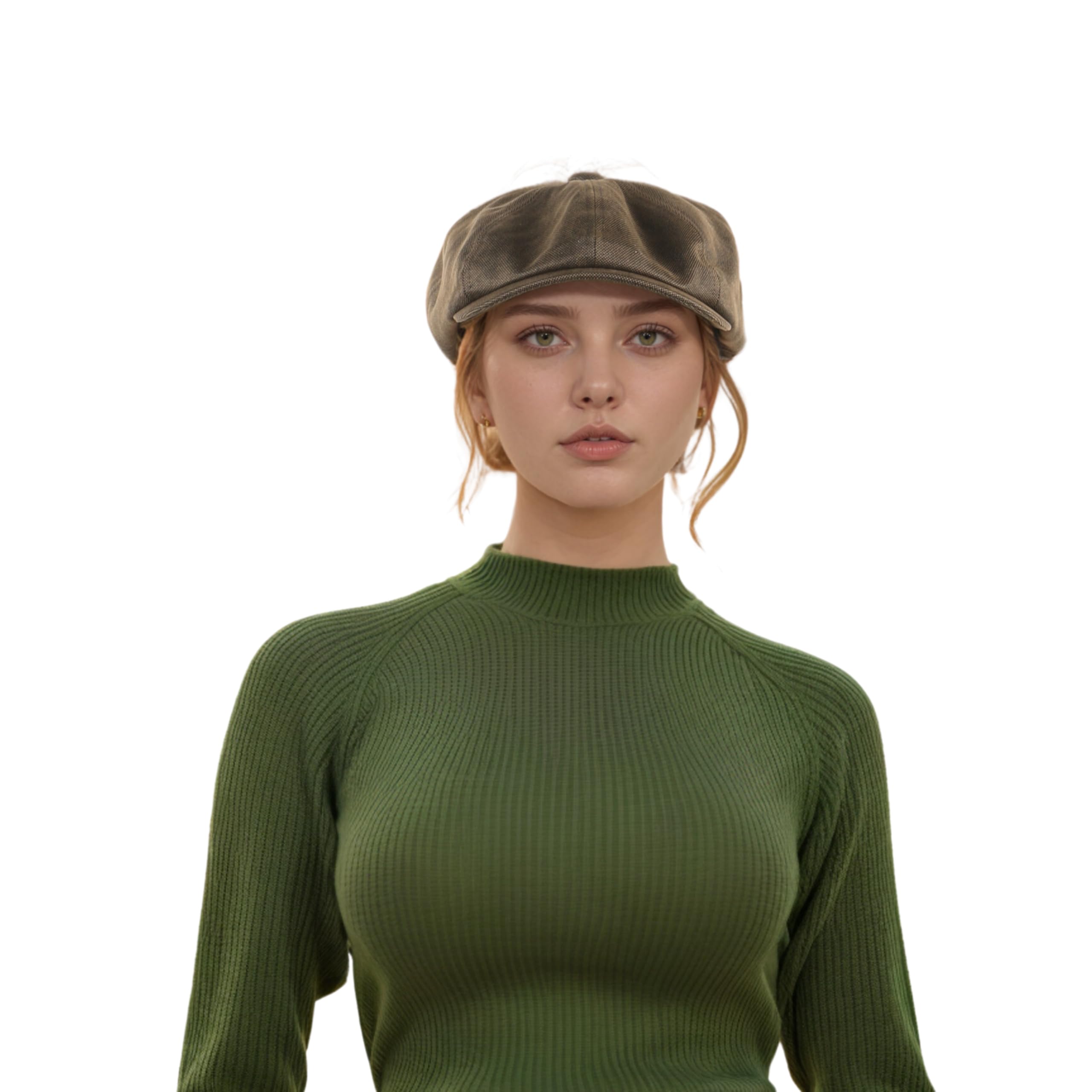 hatsXcaps Waterproof Newsboy Cap for Men & Women | 8-Panel Peaky Blinders Flat Cap, Classic Vintage Gatsby Hat for Daily Wear, Autumn & Winter, Breathable & Stylish Stretch Fit Olive Brown