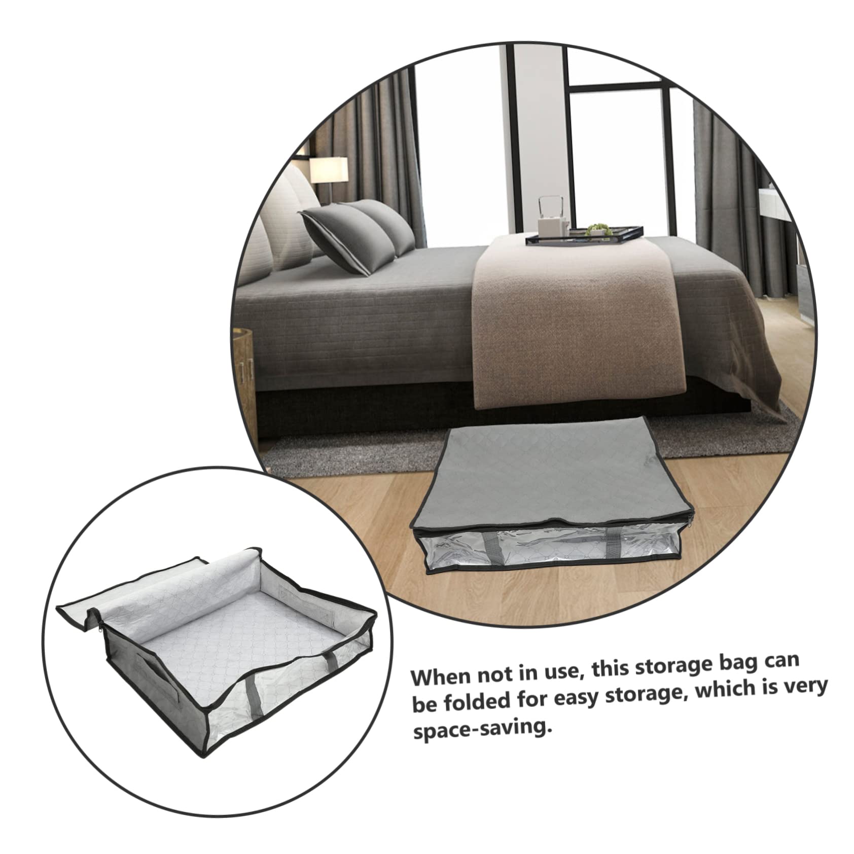 Cabilock Bolsa de Almacenamiento Debajo Cama Diseño Transparente y Tela No Tejida Transpirable, Gran Capacidad para Ropa y Edredones en Estuche Plegable