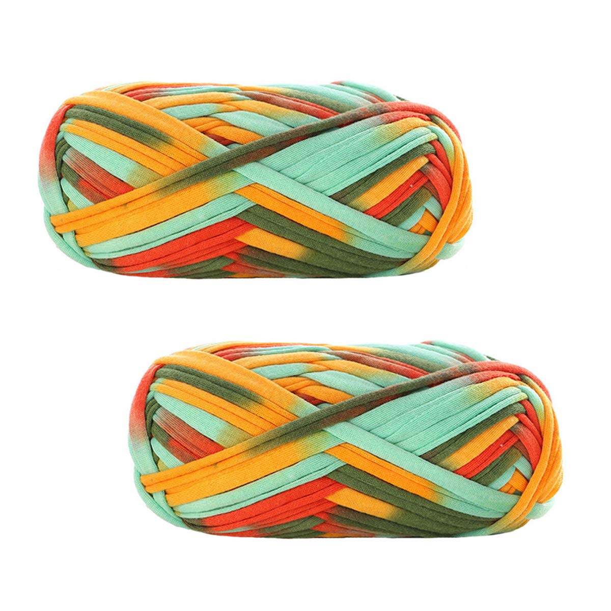 2 Pack of Colorful Knitting Yarn Fabric Crochet Cloth T-Shirt Yarn for DIY Knitted Fabric Art Basket Bag 200g