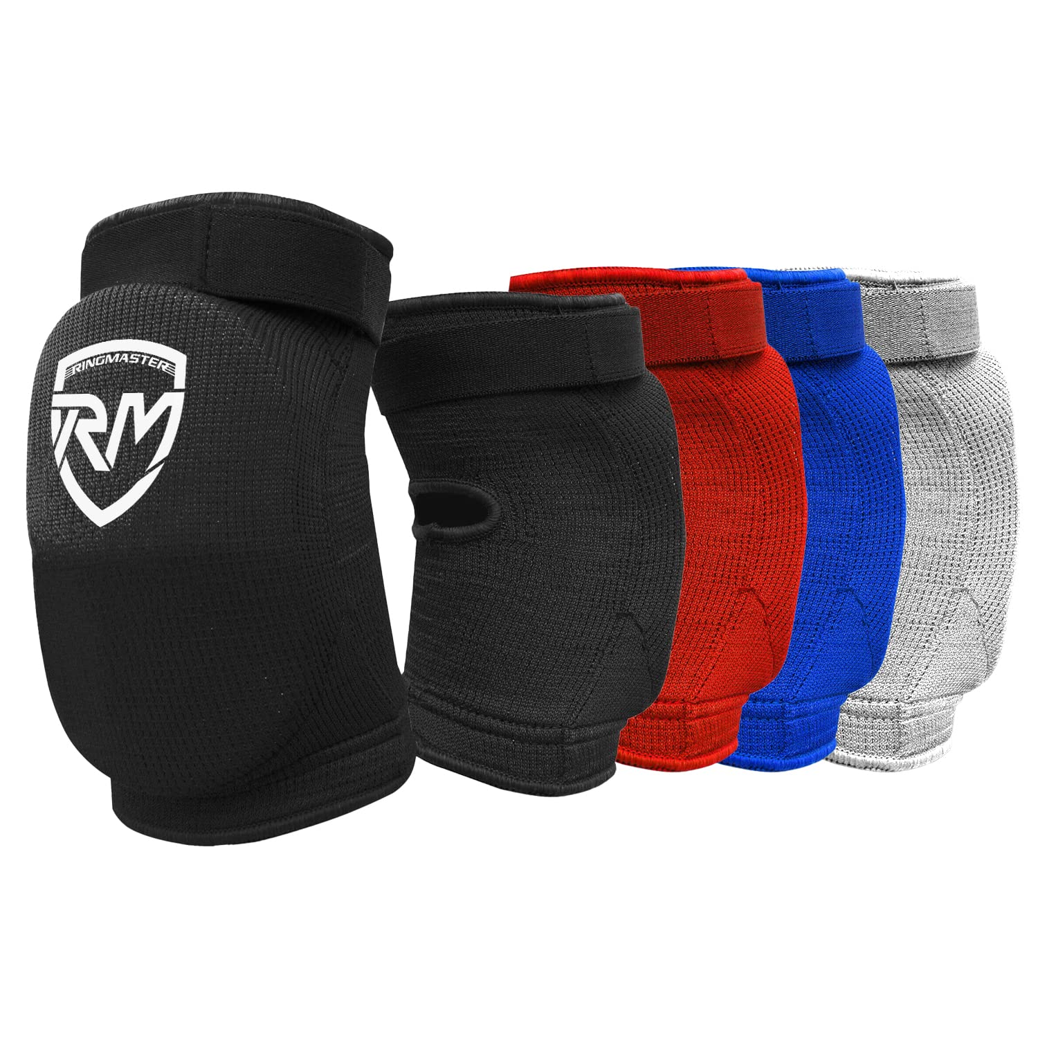 RingMaster Sports Elasticated Elbow Pads Guard Martial Arts MMA Thai Boxing Wrestling Cycling Taekwondo (Black, Medium)