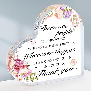 Inspirational Gifts for Women, Heart Shaped Acrylic Plaque Thank You Gift, Retirement Decorations Gift, Leaving Gifts, Thanksgiving Appreciation Gifts Presents for Colleagues Teacher Employee