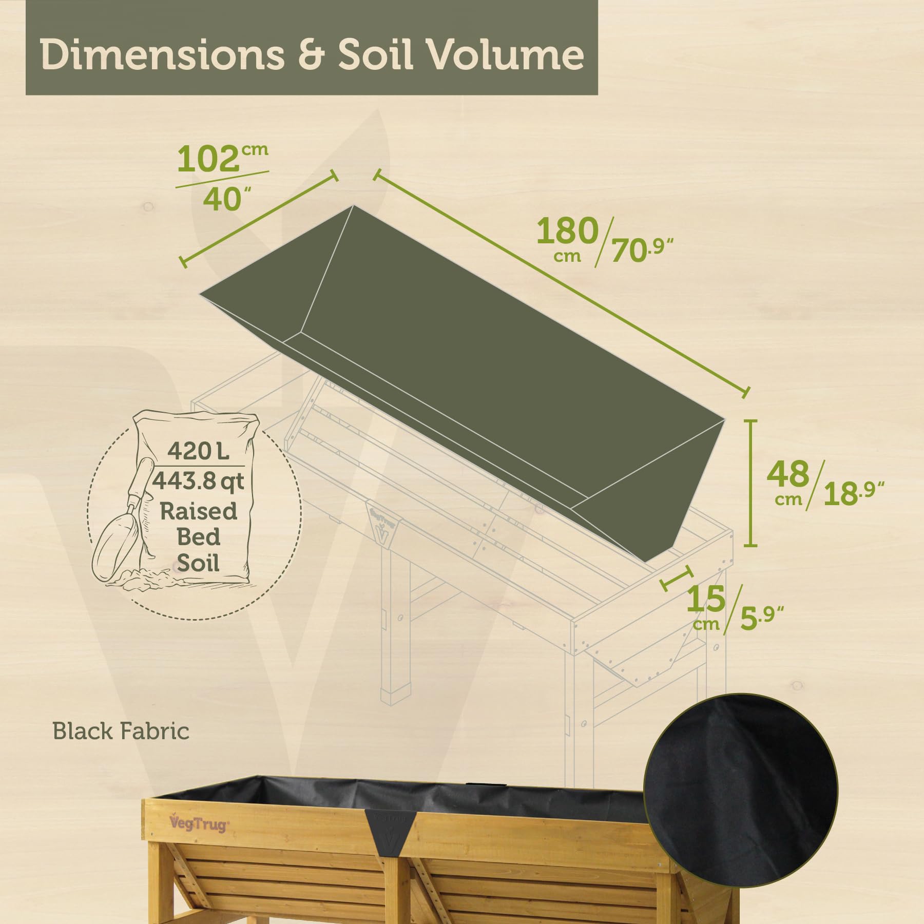 VegTrug RLMDVT 2239 Doublure de Rechange Noir Taille M M Naturel