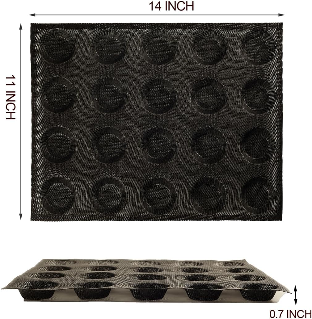 Masteymoh Mesh Silicone Mini Hamburger Mould, 20-Cavity Bun Mold With Pinholes for Gluten-Free Buns
