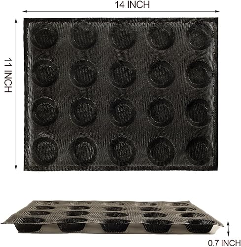 Vista 2 de Masteymoh Molde de malla de silicona para hamburguesas, molde de bollo de 20 cavidades con agujeros para bollos sin gluten