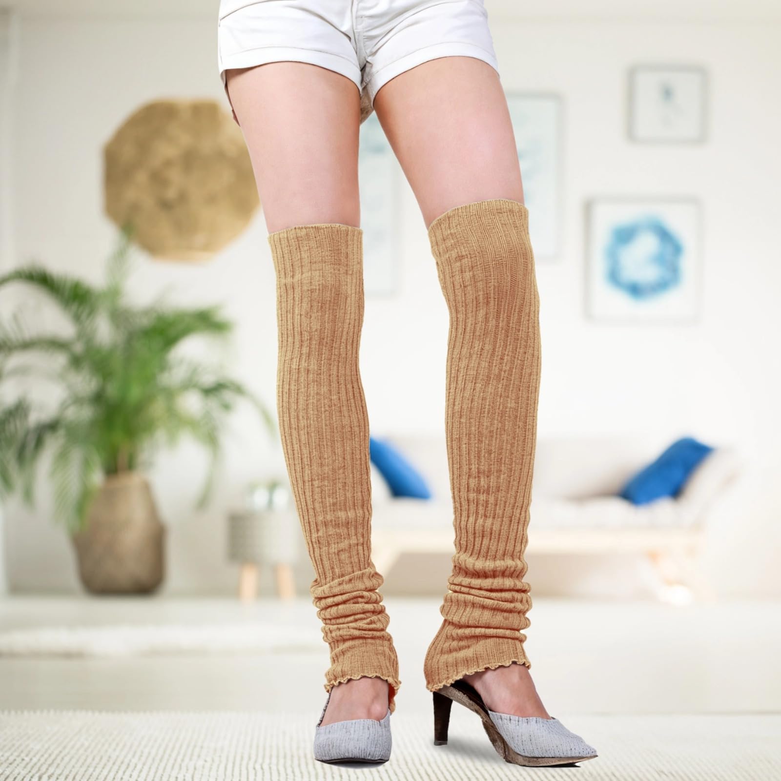 6 pares de calentadores de pierna alta de punto, estilo ballet, calcetines hasta la rodilla para mujer, colores vibrantes para moda y comodidad
