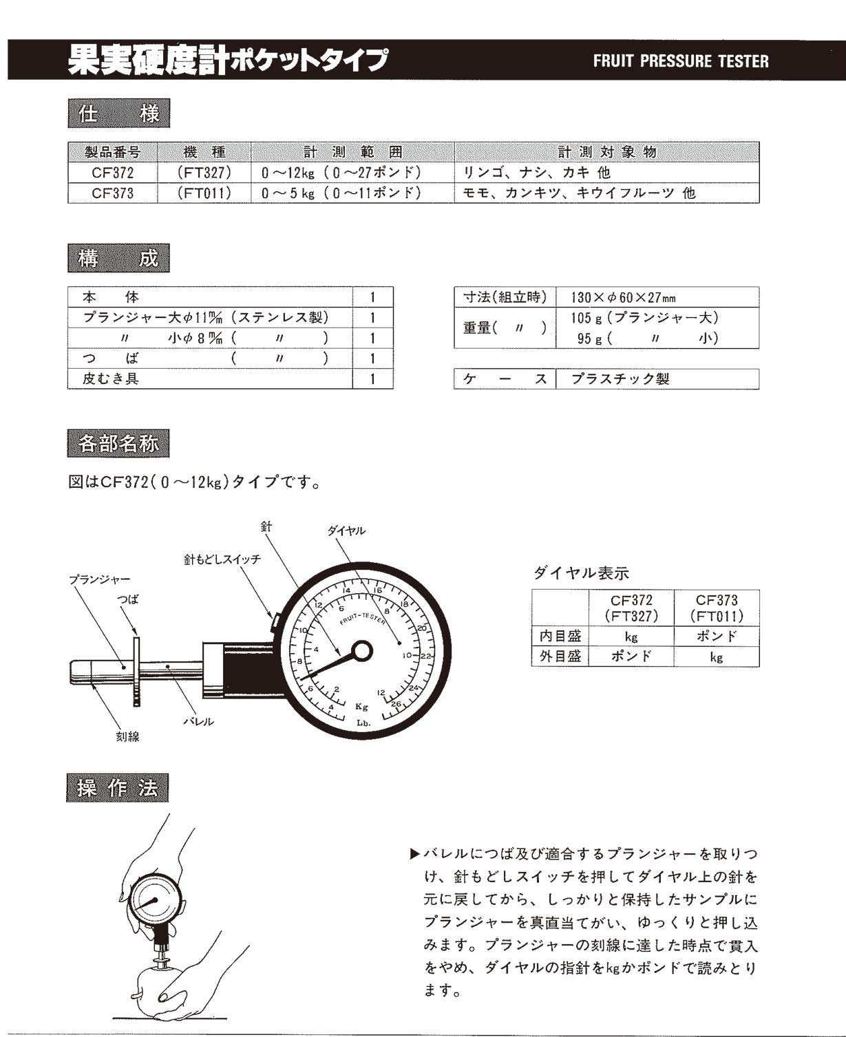 Amazon | 果実硬度計 ポケット型 フルーツテスター イタリア製 (FT-011
