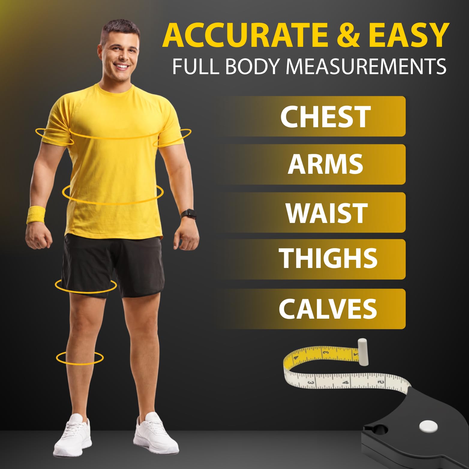 Perfect Body Tape Measure - 80 Inch Automatic Telescopic Tape Measure - Retractable Measuring Tape for Body: Waist, Hip, Bust, Arms, and More (Black - 80 inch) — Amazon image 6