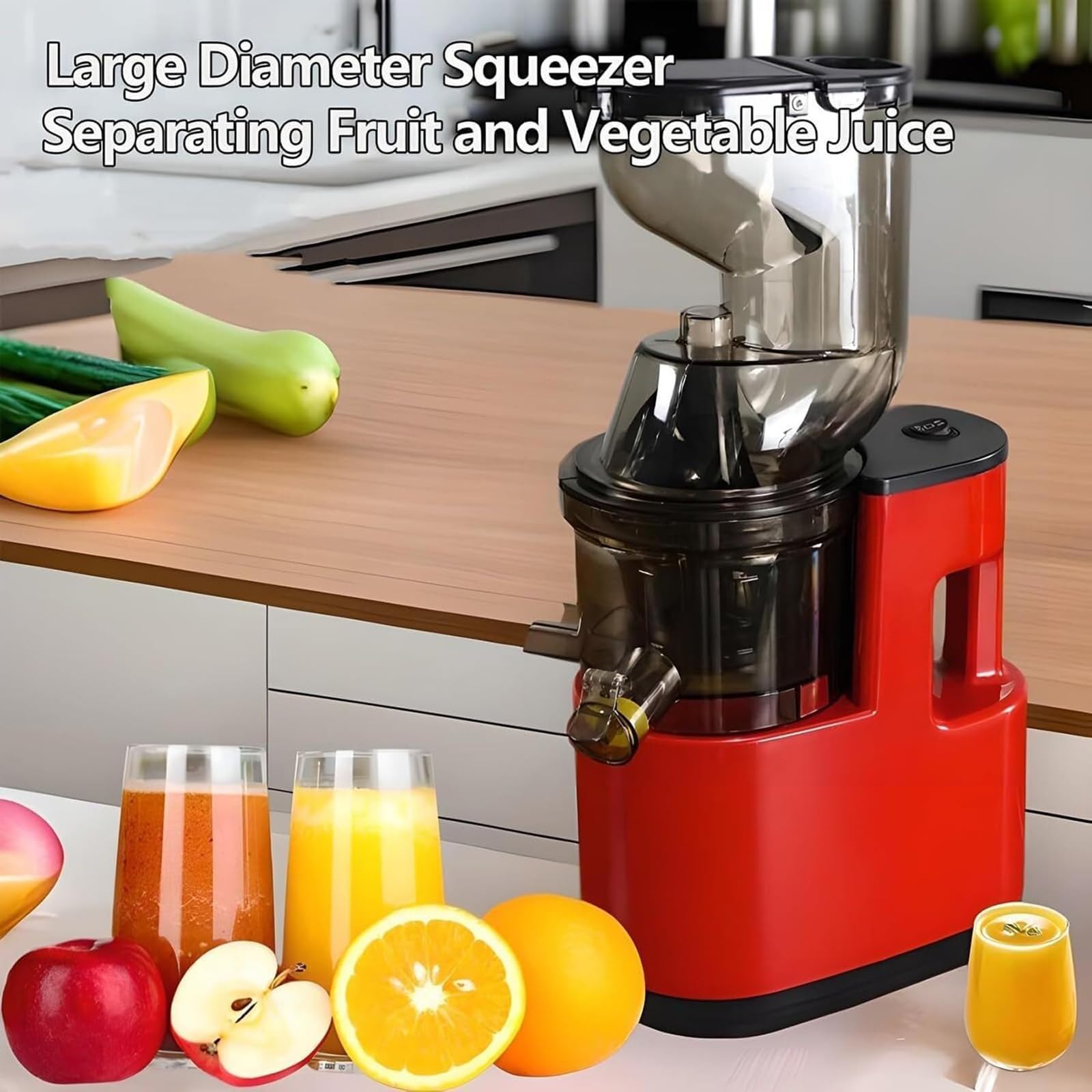 Spremiagrumi elettrico, masticazione a bassa velocità con grande scivolo di alimentazione, motore potente 65 giri/min, resa del succo del 98,5%, design staccabile, facile da pulire per casa e cucina