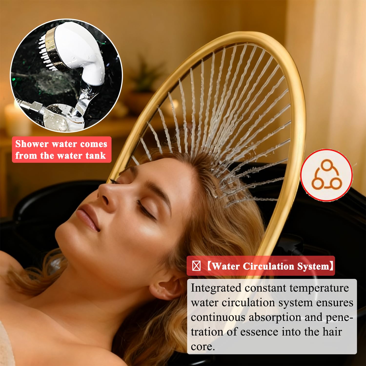 Lavacabezas Peluqueria con Tanque 60L, Lavacabezas Portatil para Casal con Ruedas, Lava Cabezas con Inhalador Vapor y Cubierta Vapor, Apto Para Spa Capilares y Salones de Peluquería, Negro