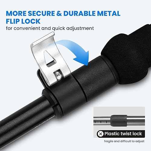 Miniatura 6 de Overmont Paquete de 2 bastones de senderismo ajustables de fibra de carbono plegables con sistema de bloqueo rápido (plegable)