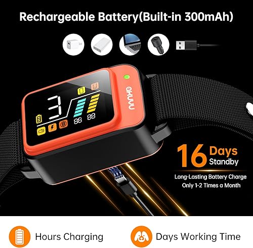 Miniatura 5 de Collar antiladridos para perro, collar inteligente recargable, collar de entrenamiento antiladridos con sensibilidad ajustable, vibración de pitido,