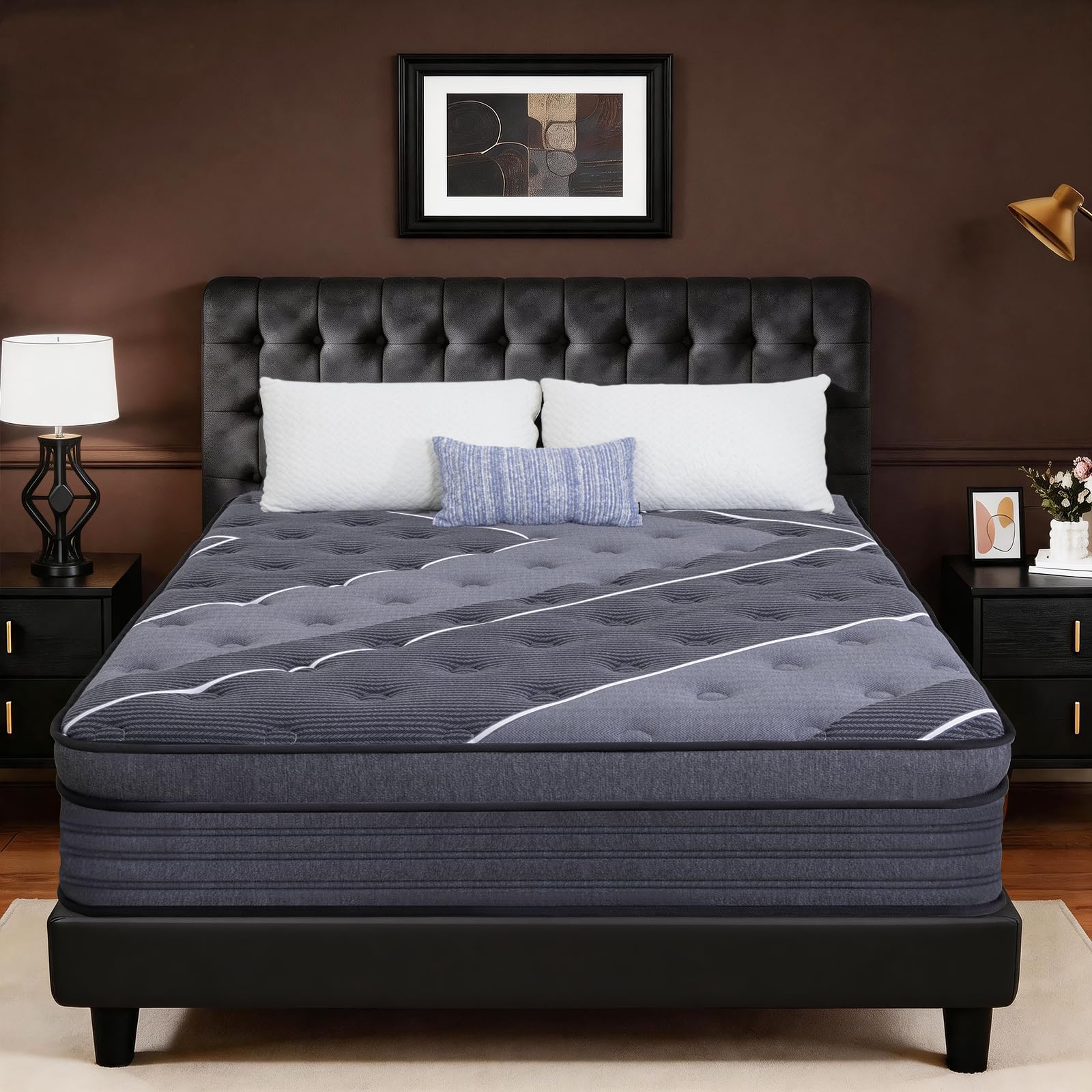 Photo 1 of King Size Mattress 10 Inch, Hotel-Level Luxury Hybrid King Mattress in a Box, Cooling Gel Memory Foam & Upgraded Pocket Springs, Relieve Back & Waist Pain, Zoned Support, Medium Firm,365-Night Trial