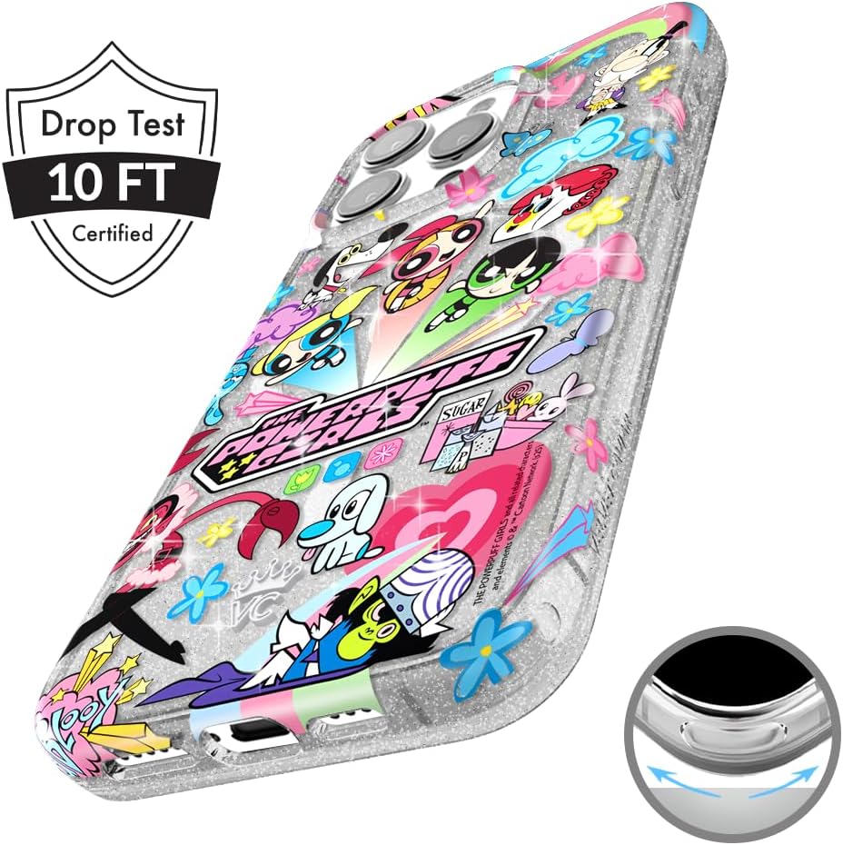 VELVET CAVIAR x The Powerpuff Girls for iPhone 15 Pro Case - Compatible with MagSafe [10 ft Drop Tested] - Girly Cute Phone Cover (Girl Power Glitter)