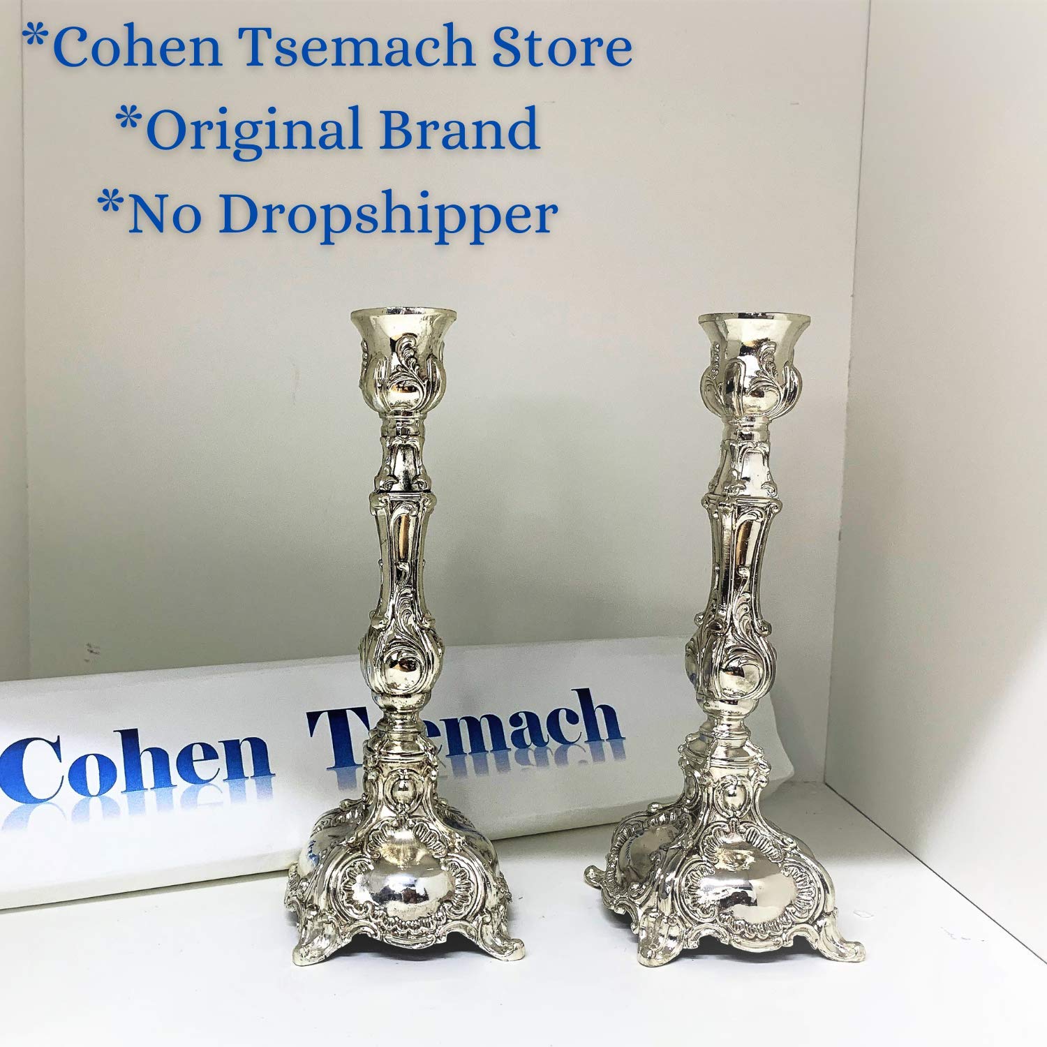 GORGEOUS BEAUTY&CARE Kerzenhalter, Nickel, Shabbat, Judaica, Israel, jüdisch, 16,5 cm