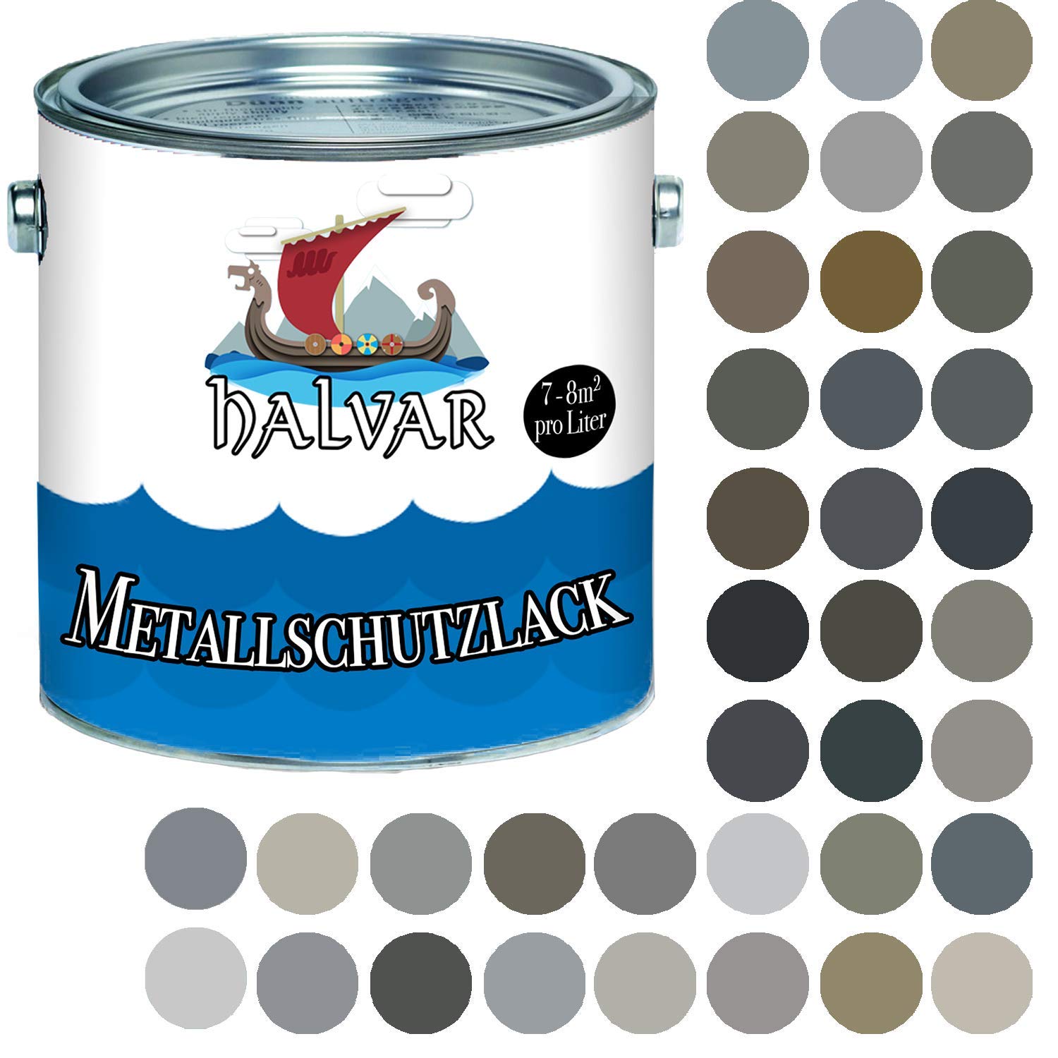 Halvar Lakier ochronny do metalu matowy szary RAL 7000-7047 farba metalowa wyjątkowo wytrzymały lakier z żywicy syntetycznej odporny na warunki atmosferyczne i doskonała długotrwała ochrona metalu (1 l, RAL 7016 szary antracyt)