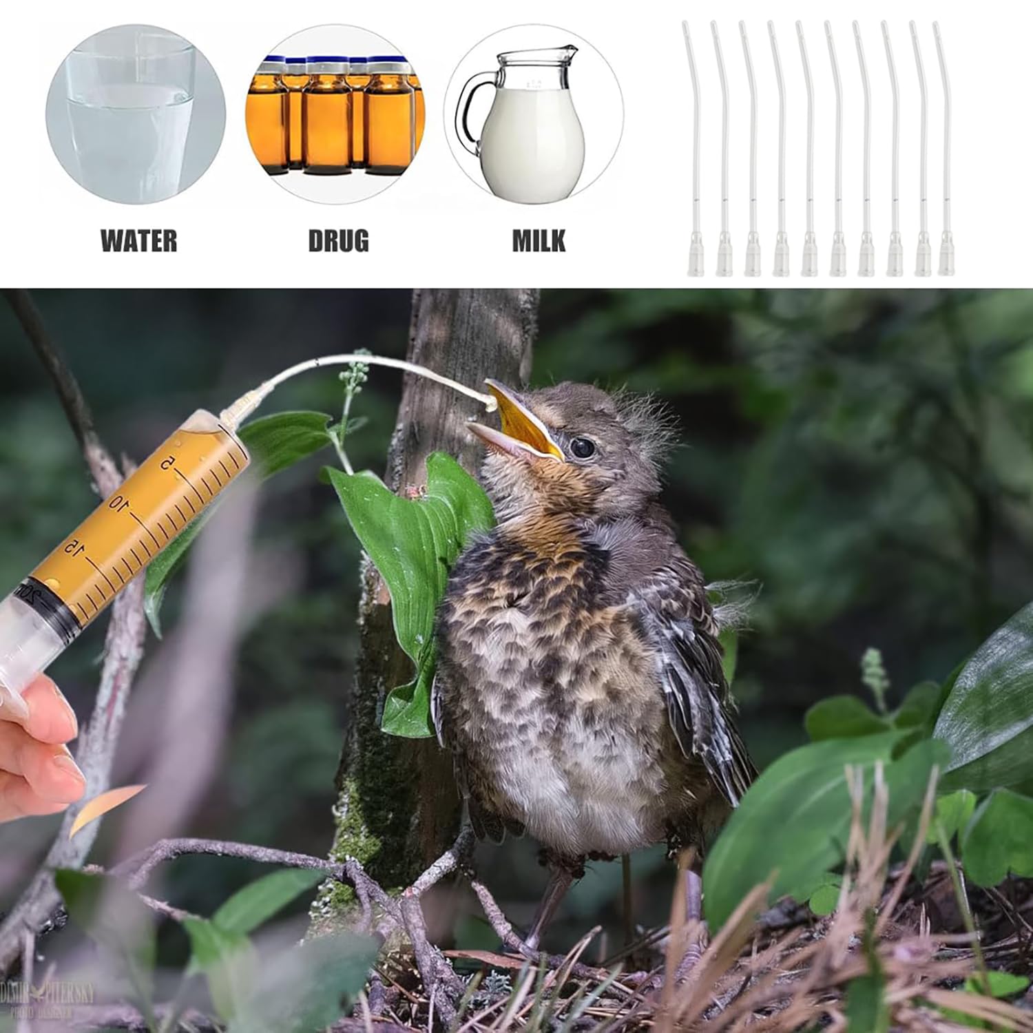 Alimentatore Pappagalli,10 ml Siringhe per L'alimentazione degli Uccellini con 10 Tubi,Strumento per L'alimentazione Manuale di Pappagalli,Piccioni,Passeri e Piccoli Animali,Mangiatoia