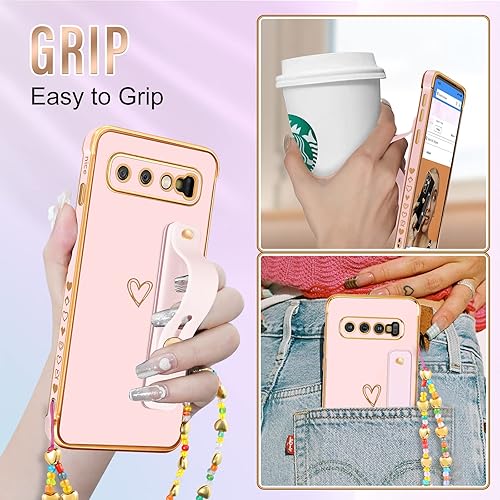 Miniatura 5 de Likiyami Funda 3 en 1 para Samsung Galaxy S10 Plus con diseño de corazón para mujeres y niñas, bonita estética femenina de lujo, bonita con soporte