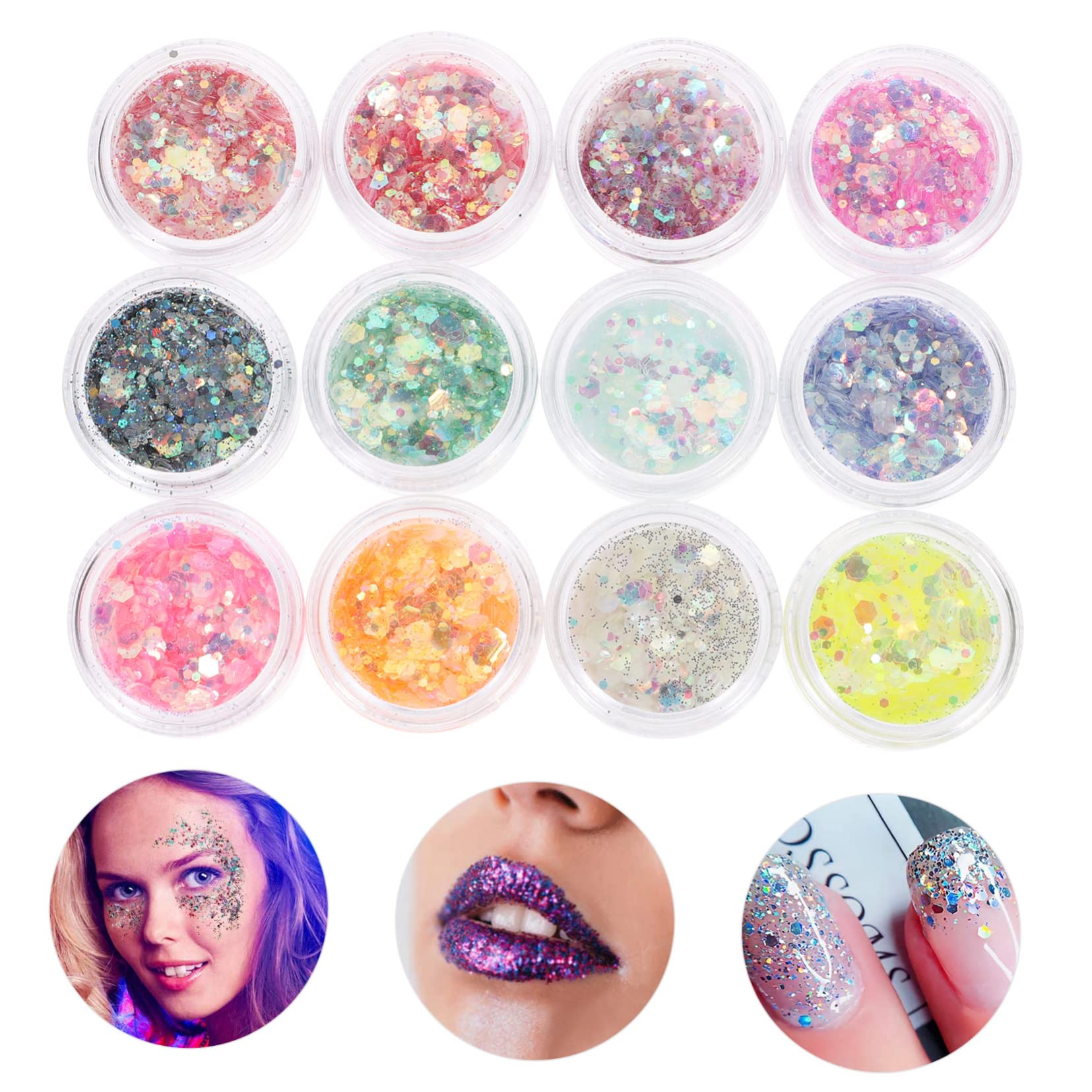 MAGICLULU 36 Scatole Scintillio occhi viso corpo gioielli gel glitterato olografico paillettes glitterate sul viso glitter per trucco Accessori