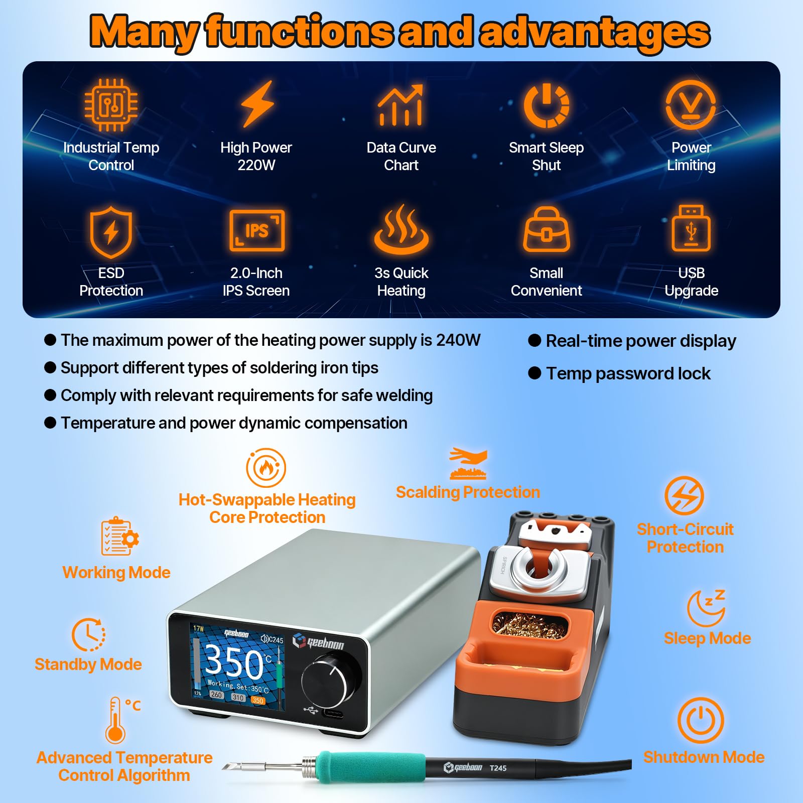 GEEBOON TC22 Soldering Station - 4 Tips Included -3