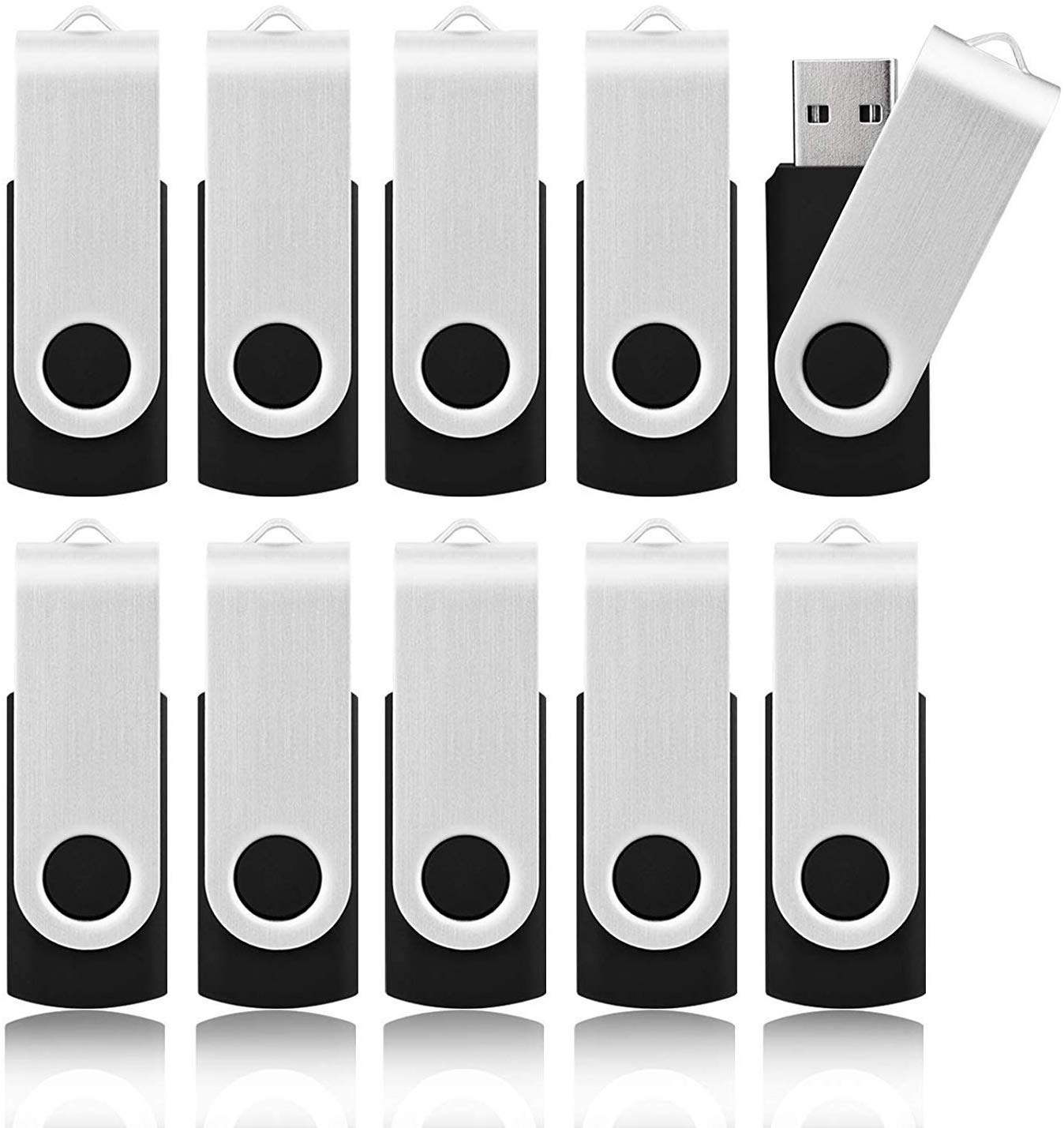 KOOTION Chiavetta USB [10 Pezzi, 32 GB ] USB 2.0 Pen Drive 32GB Piccolo e Leggero Pennetta USB con Coperchio in Metallo Girevole a 360° Penna USB Set Para Ordenador/TV/Coche/Player, ect - Nero