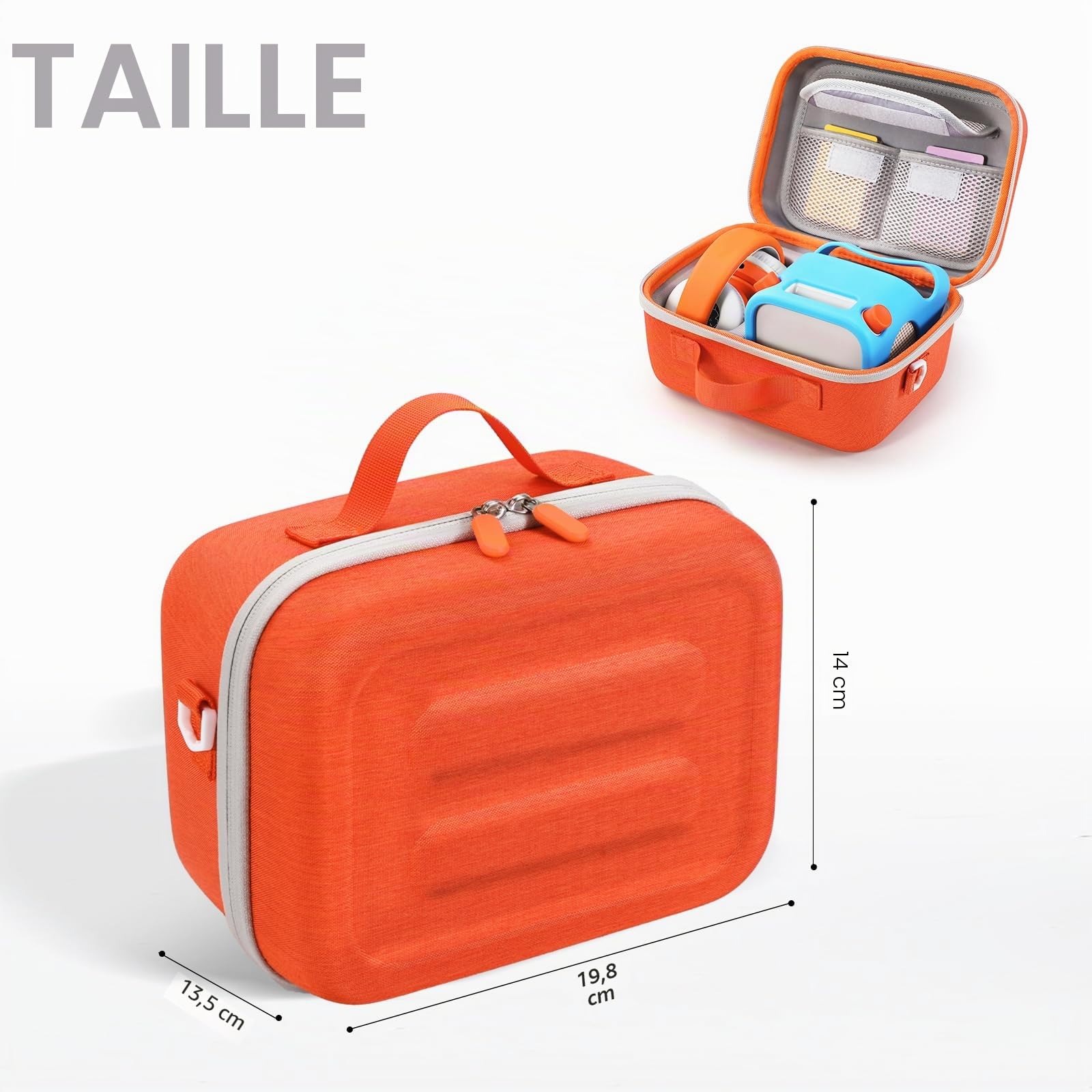 Étui de transport rigide compatible avec Yoto Player (3e génération) haut-parleur Bluetooth, sac de rangement de voyage pour Yoto Audiobook Story Player 3ème génération, Orange, Moderne